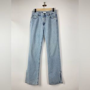 Straight High Split Jeans Light Blue